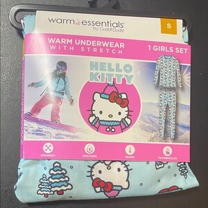 Hello Kitty Light Blue Girls Thermal Pajama Set with Red Bow Accents Sz. S 6/7